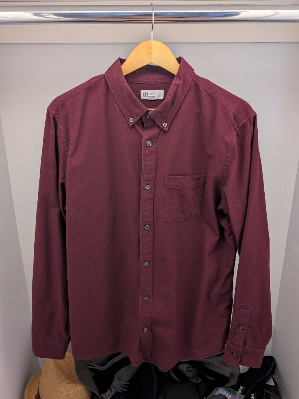 Gap Factory Men's Oxford Button-down collar Shirt (Red) (Medium)